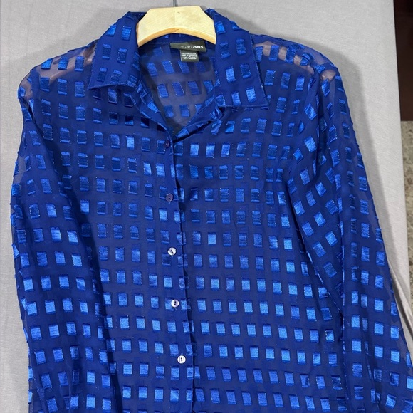 Notations Blue Geometric Button Down Shirt - Picture 1 of 4
